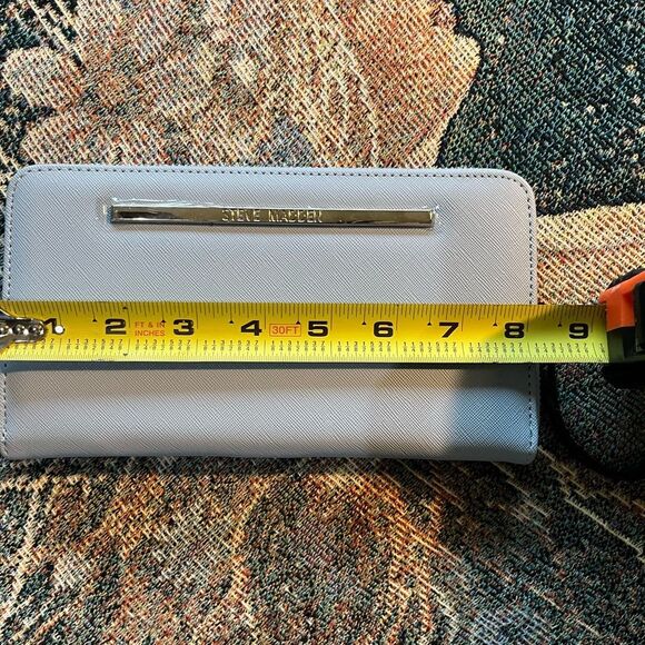 Steve Madden Blue Textured Leather Zip Around Wallet with Gold Hardware NWT - Picture 9 of 12